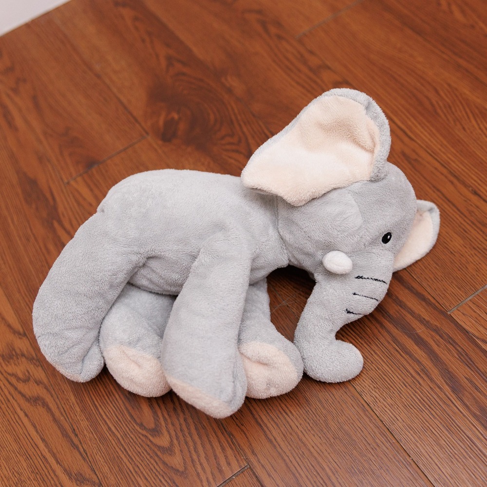Gray Elephant Plush Stuffed Animal Toy with Tan Accents Nursery Decor Kids Toy - Picture 3 of 3